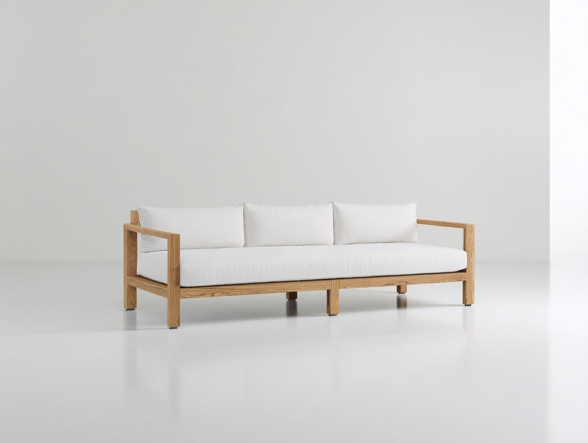 Divani da esterno - legno - tessuto - 218 x 88 x 79 cm - naturale-bianco - stile minimalista moderno