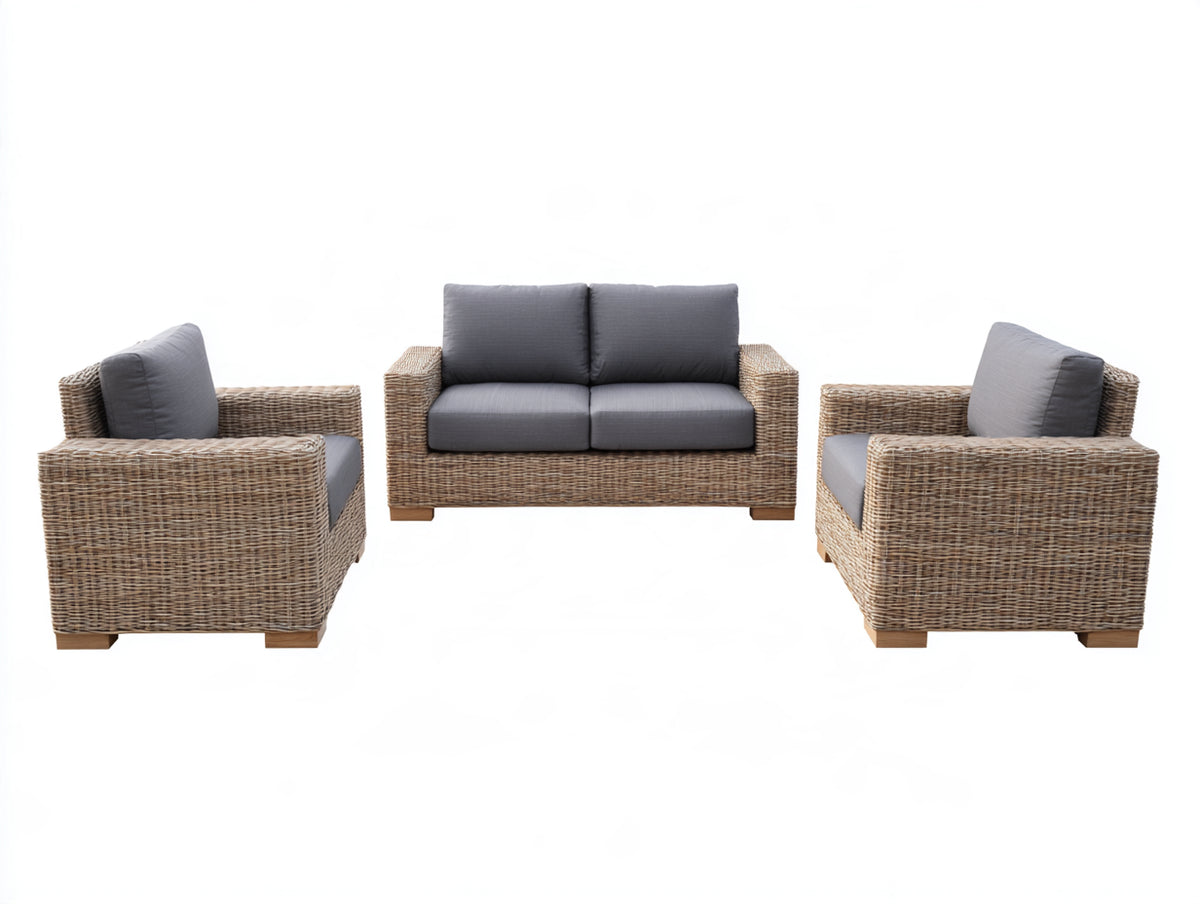 Divani da esterno - rattan intrecciato - tessuto - 172 x 87 x 81 cm - naturale-grigio - stile moderno essenziale