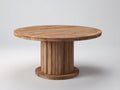 Tavolo da giardino - legno - 122 x 122 x 76 cm - naturale caldo - stile contemporaneo con base cilindrica