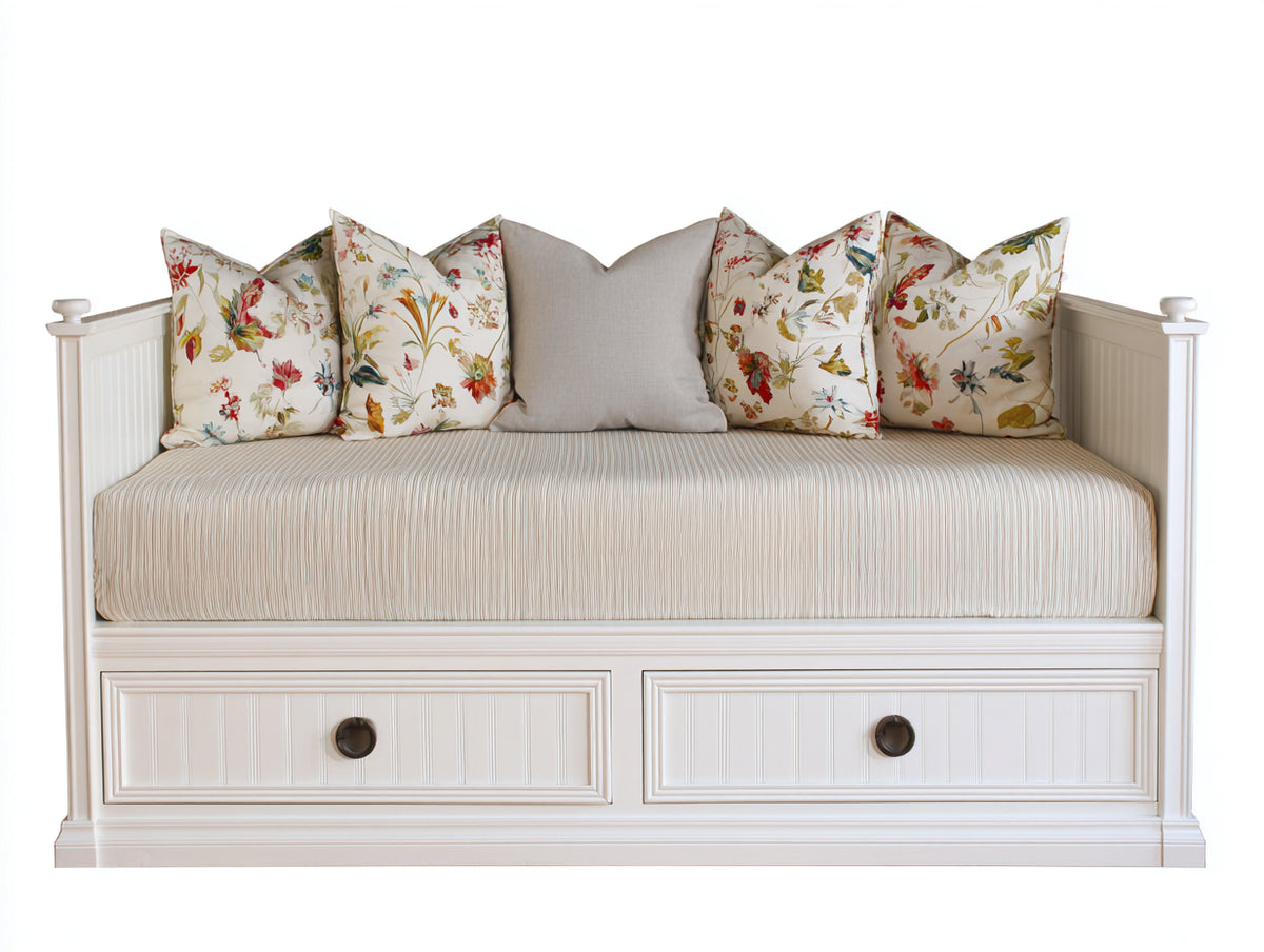 Divano letto - Legno - 208 x 99 x 92 cm - Bianco - Stile classico con cassetti