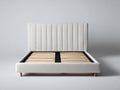 Letto matrimoniale - tessuto-legno - 218x176x116 cm - beige chiaro - stile contemporaneo