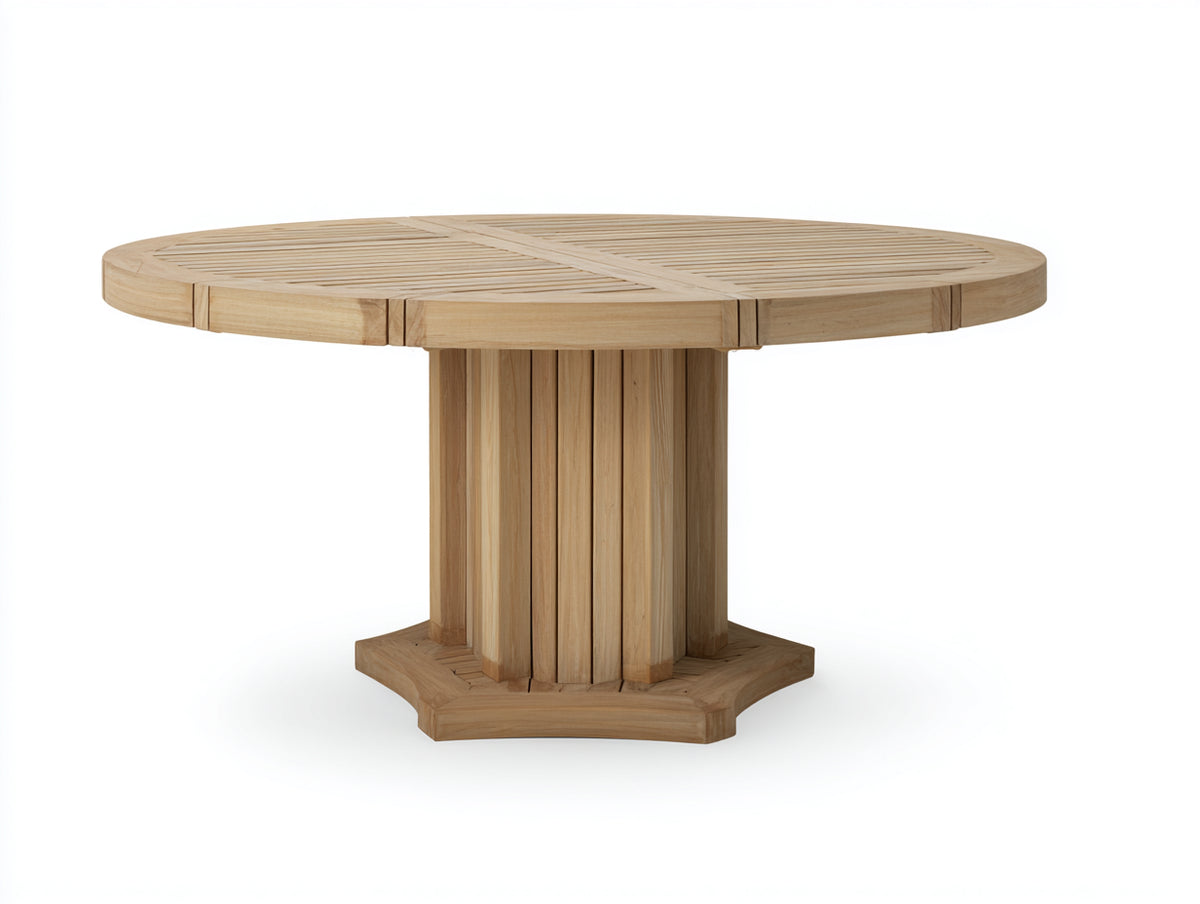 Tavolo da giardino - legno - 126 x 126 x 75 cm - naturale - stile geometrico con base centrale