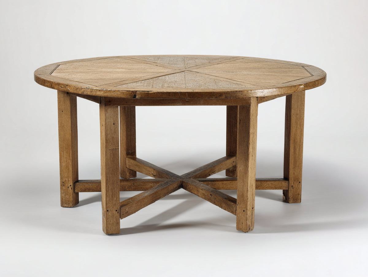 Tavolo da giardino - legno - 132 x 132 x 75 cm - marrone naturale - stile rustico