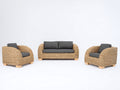 Divani da esterno - rattan intrecciato - tessuto - 170 x 84 x 79 cm - naturale-grigio antracite - stile contemporaneo