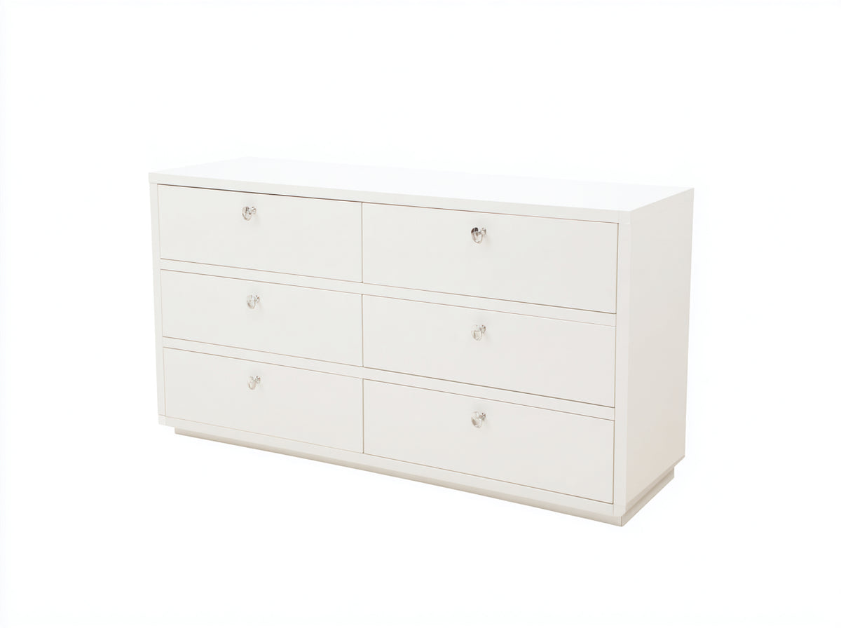 Cassettiera - Legno - 143 x 43 x 81 cm - Bianco avorio - Stile classico contemporaneo