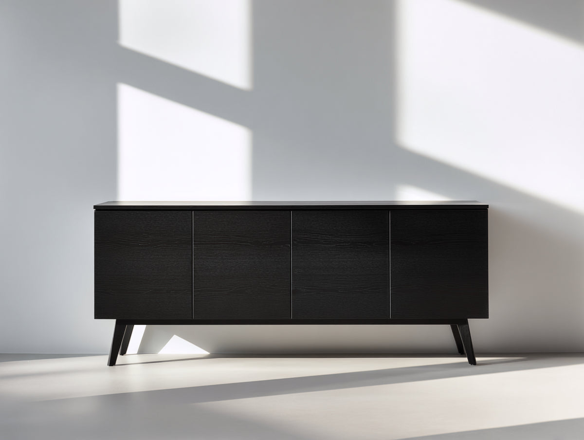 Mobile ingresso - legno - 170x41x76 cm - nero - stile minimalista