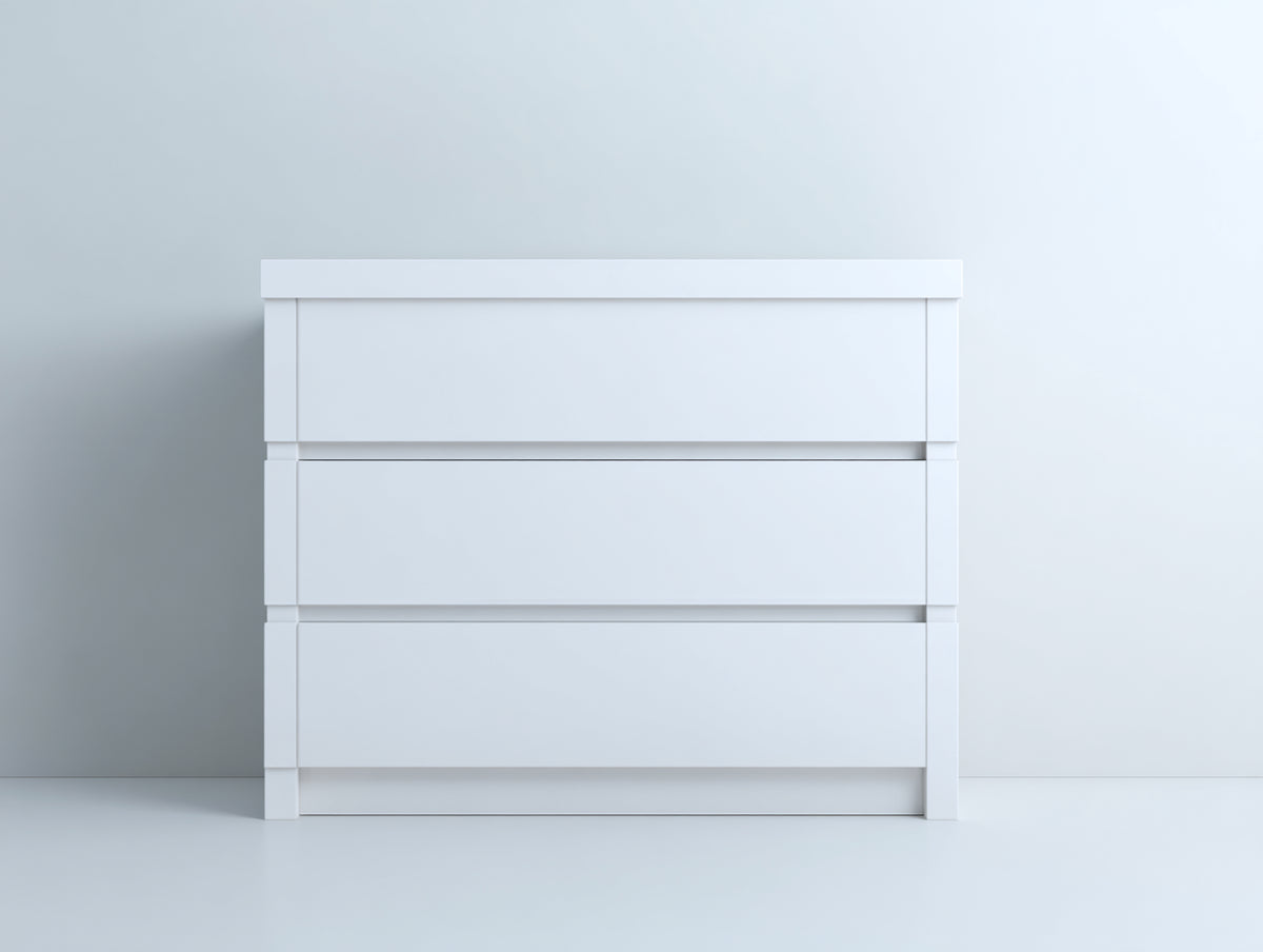 Cassettiera - Legno - 92 x 40 x 84 cm - Bianco - Stile minimalista