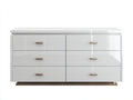 Cassettiera - Legno - 150 x 45 x 82 cm - Bianco lucido - Stile moderno elegante